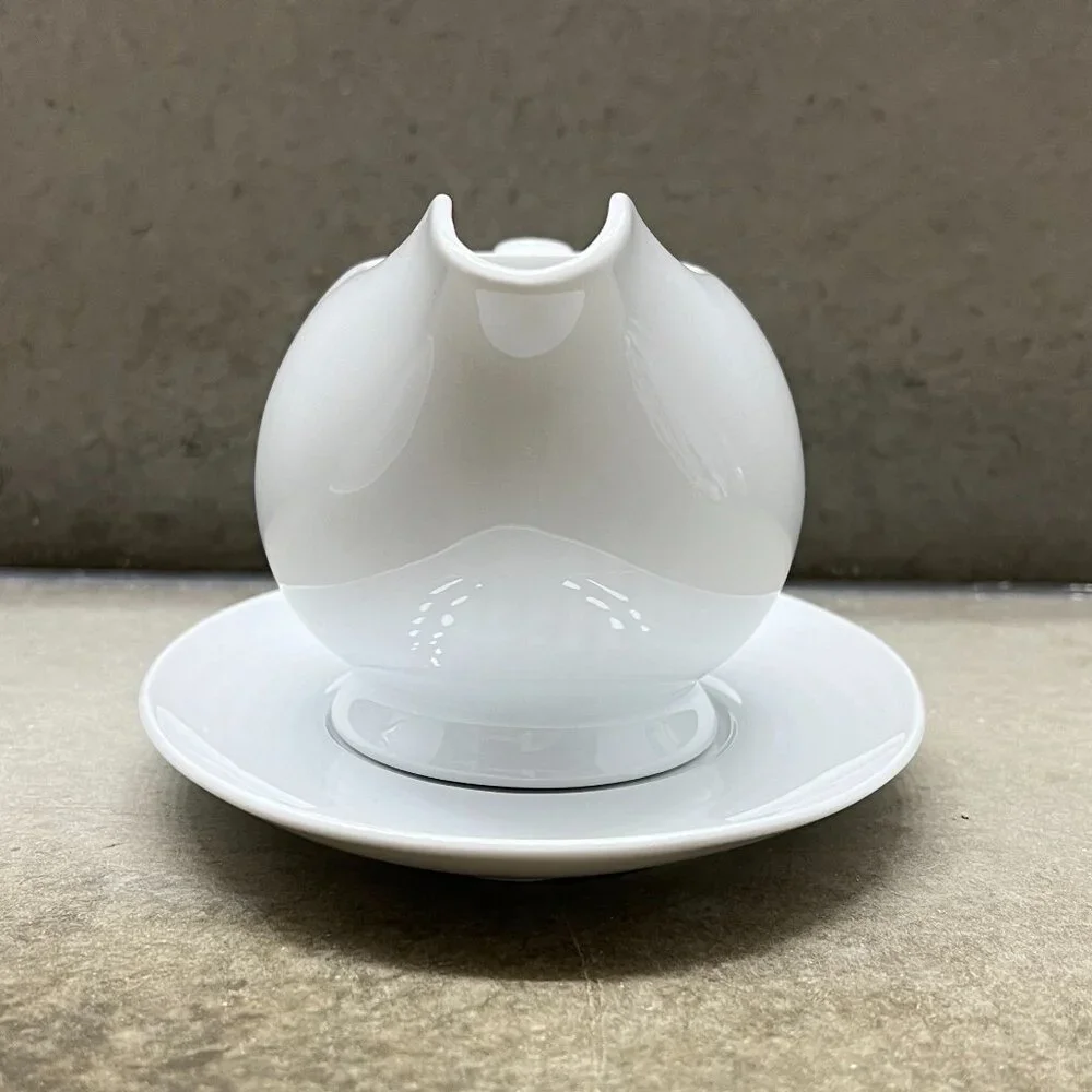 Crate&Barrel White Porcelain Gravy Boat and Saucer